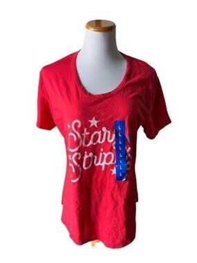 New Womens General Standard Stars & Stripes Patriotic Tee - Sz L